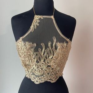 NWOT Hand Made Gold Halter Top